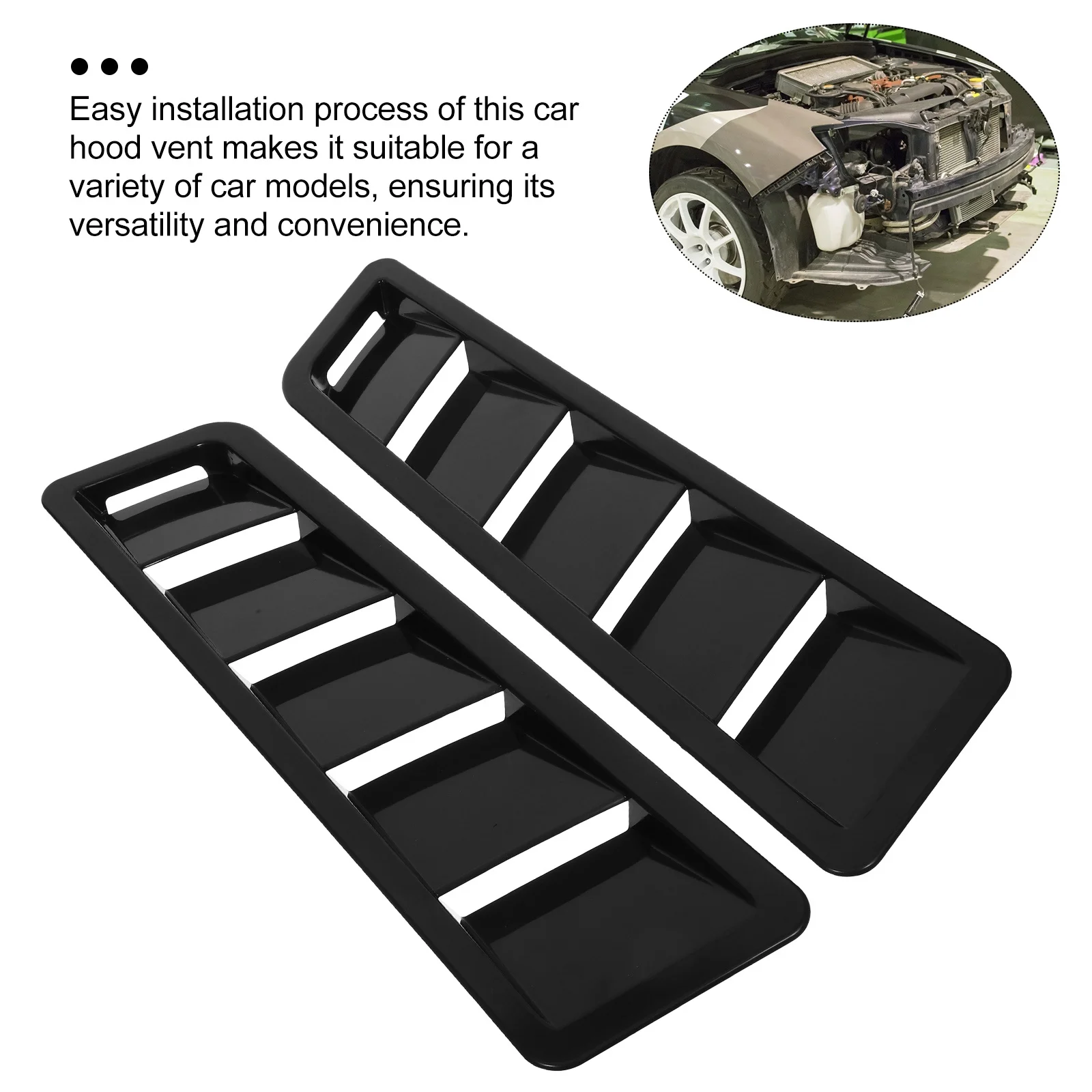 

2pcs Car Hood Vent Air Intake Outlet Grille For Automotive Exterior Accessories Cooling Engine Performance Enhancement Auto Side