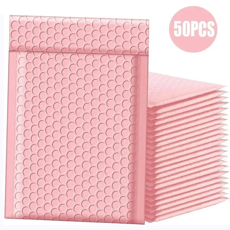 50 Stuks Kleine Zakelijke Benodigdheden Roze Bubble Mailers Verpakking Zakken Om Producten Levering Pakket Verzending Envelop Mailer