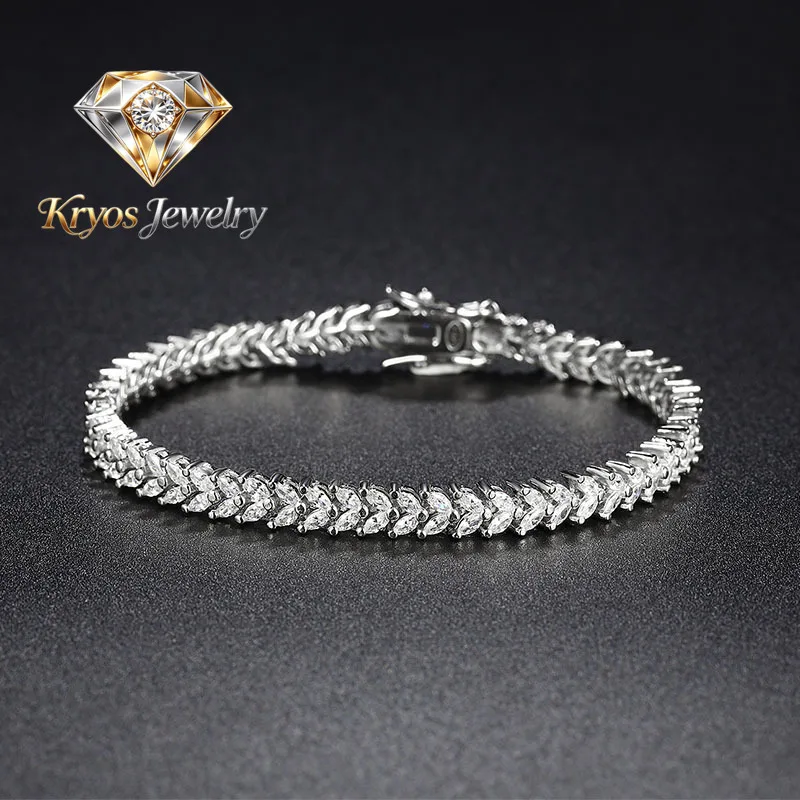

Kryos Jewelry Luxury Solid Platinum PT950 Horse eye diamond moissanite wheat ear women's bracelet ins niche design