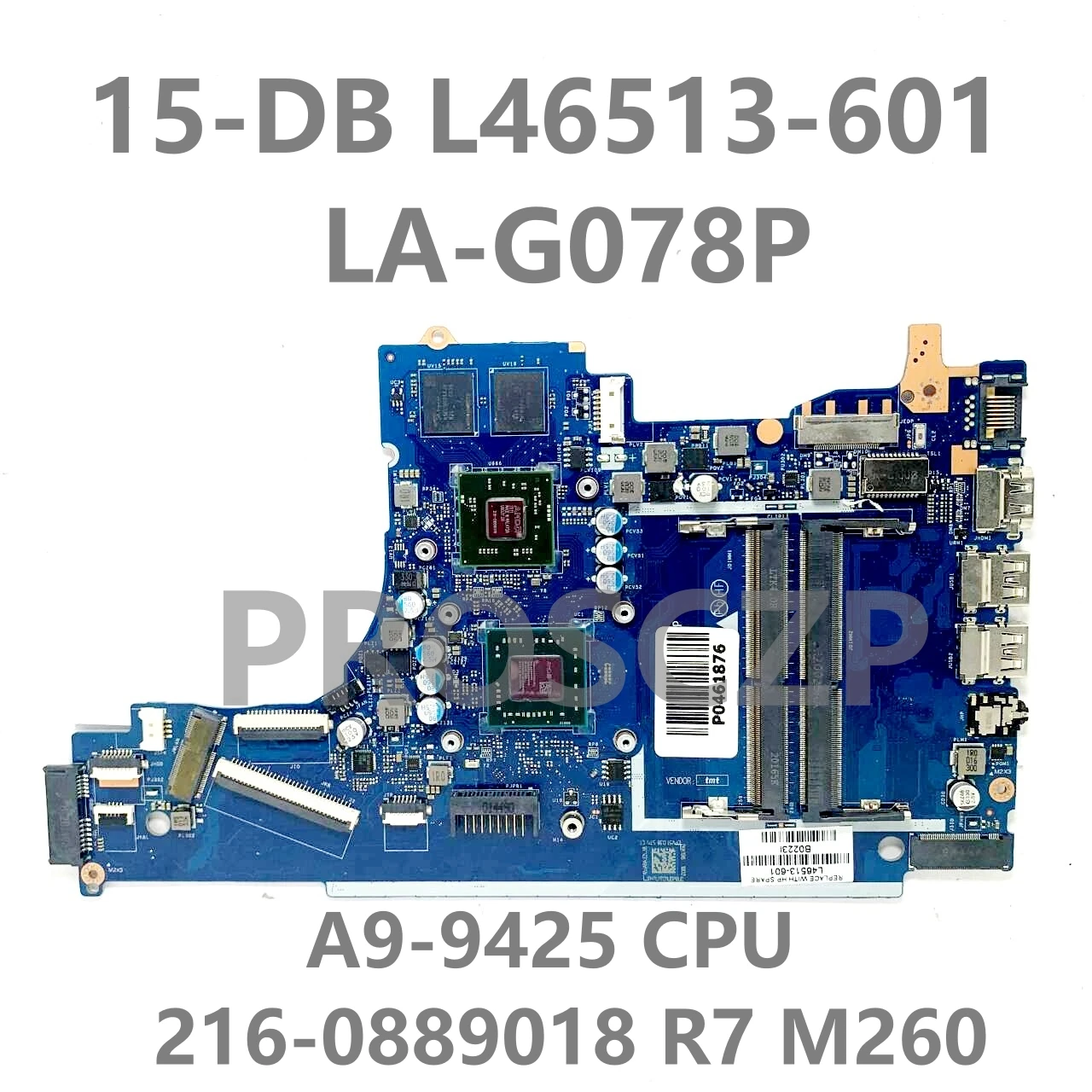 Imagem -06 - Laptop Motherboard para hp 15-db L20477601 L20478-601 L20480-601 L20481-601 L46513-601 La-g078p a6 a9 Cpu gm pm 100 Testado