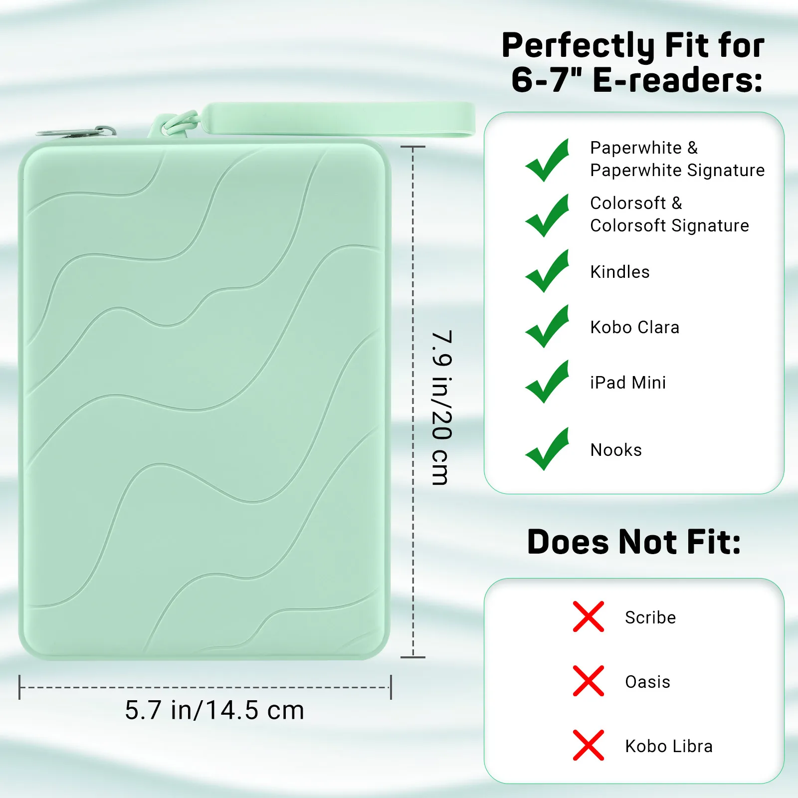 

6-7 Inch Silicone Clutch Sleeve for 7" Paperwhite/Colorsoft & 6.8" Paperwhite Multi-Purpose Bag with Accessory Pouch for Kindle