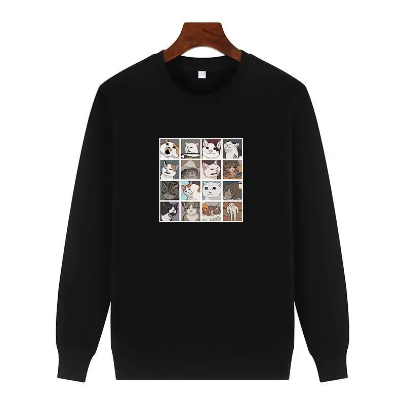 

Classic Harajuku Graphic Sweatshirts Meme Cats 2.0 Cotton Thick Sweater Hoodie Round Neck And Velvet Hoodie Men's Sportswear
