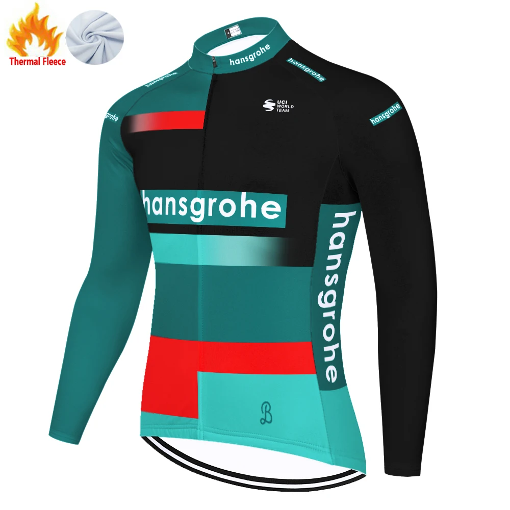 2024 Boraful Hansgrohe winter fleece cycling jersey maillot ciclismo hombre велоформа мужская bike shirt koszulka rowerowa meska