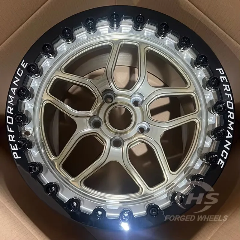

Polished Frozen Gold Custom 17x10 18x11 5x120 5x112 Car Beadlock Rim Forged Off-Road Truck Wheels for Chevy Silverado Pickup SUV