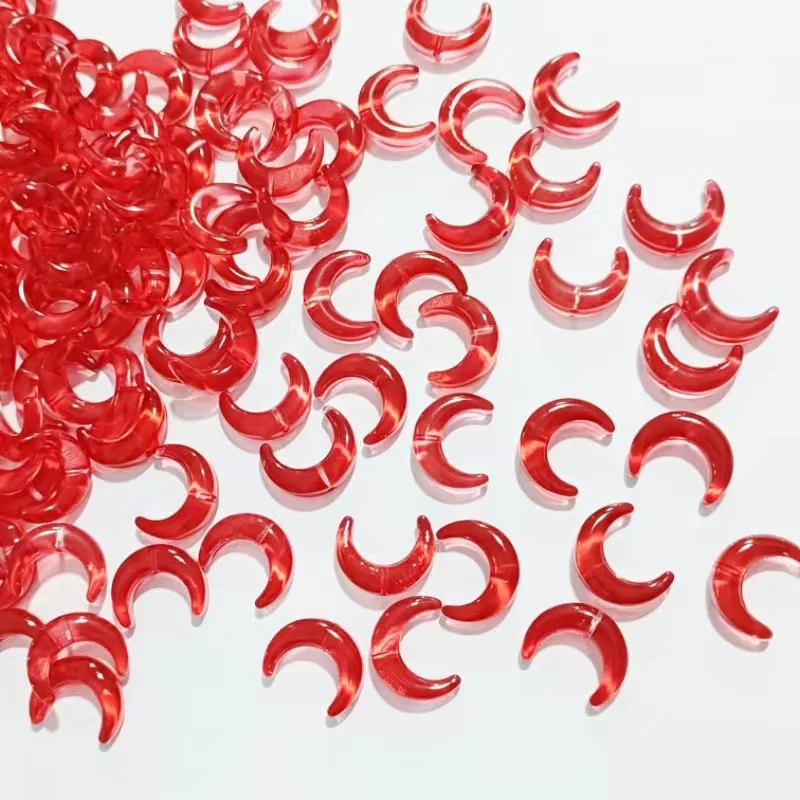 20pcs 12x15MM Moon Shape Lampwork Glass Czech Crystal Loose Beads for Jewelry Making Supplies DIY Charms Bracelets Accessories