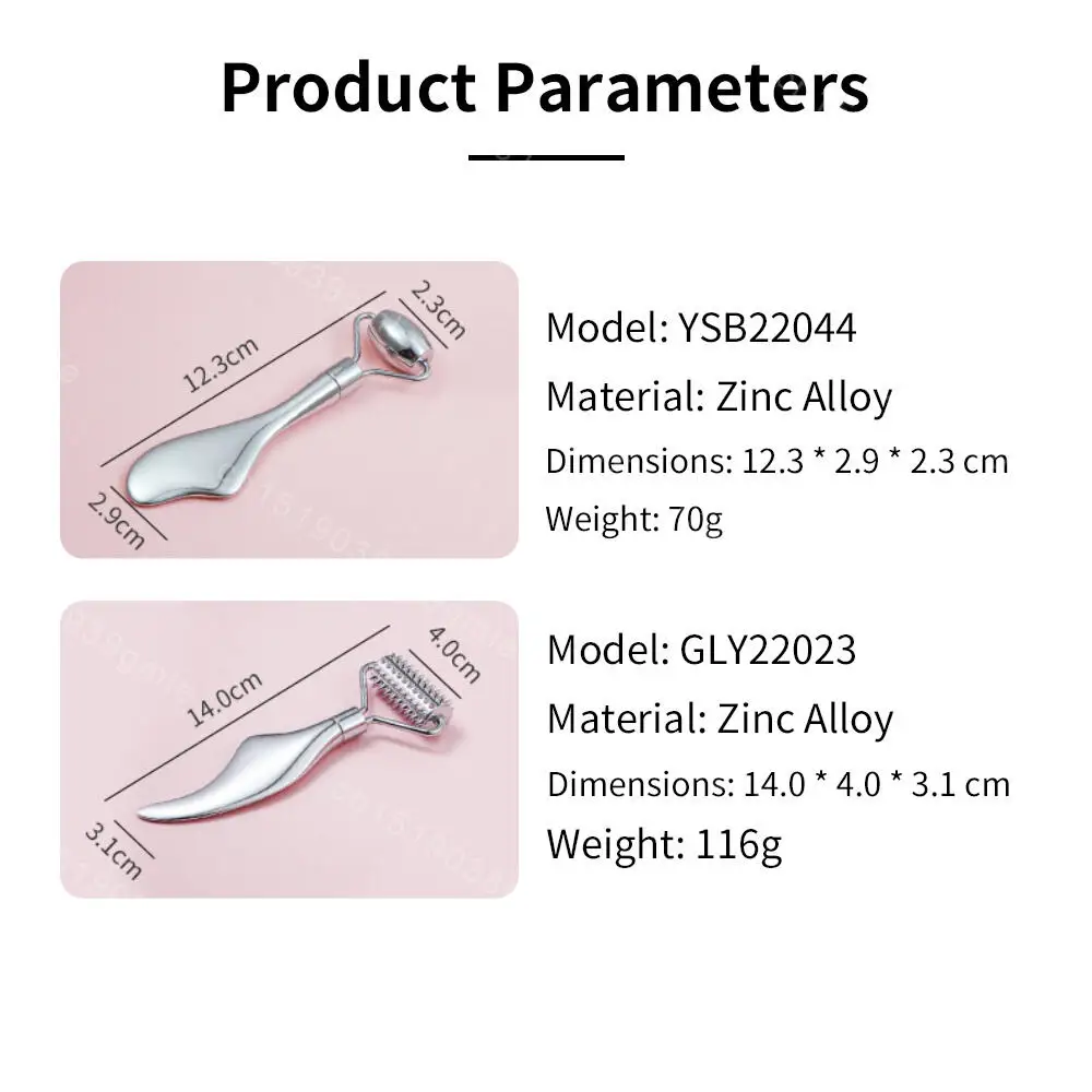 أدوات غوا شا للوجه تدليك أسطوانة الوجه للبشرة والفولاذ المقاوم للصدأ غوا شا 2 في 1 مناسبة للعناية اليومية بالبشرة والجسم والرقبة