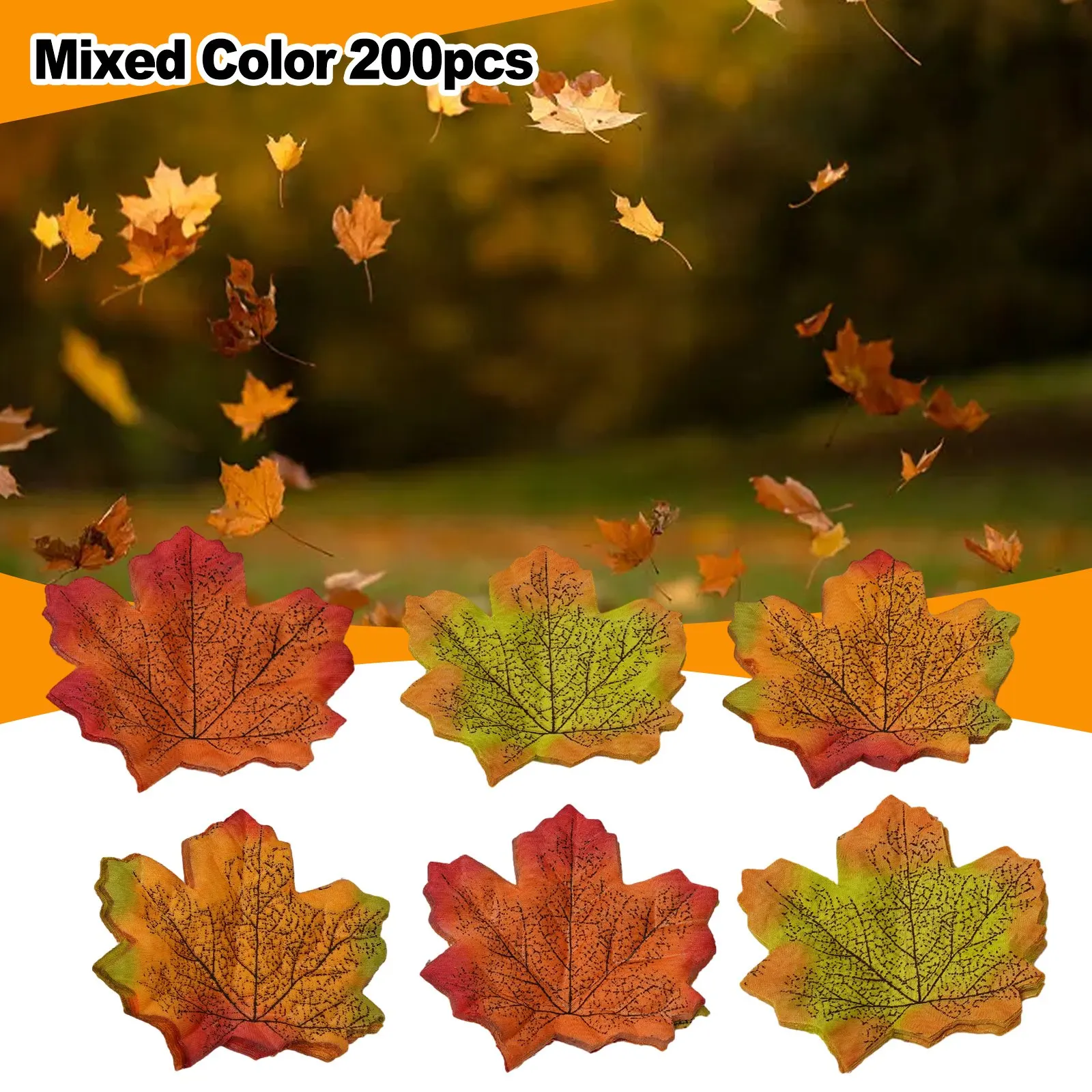 Fake Maple Leaves Craft Decor Home Mixed Color Party Print Romantic Room Wedding 100/200Pcs 8*8cm Autumn Hot Stylish