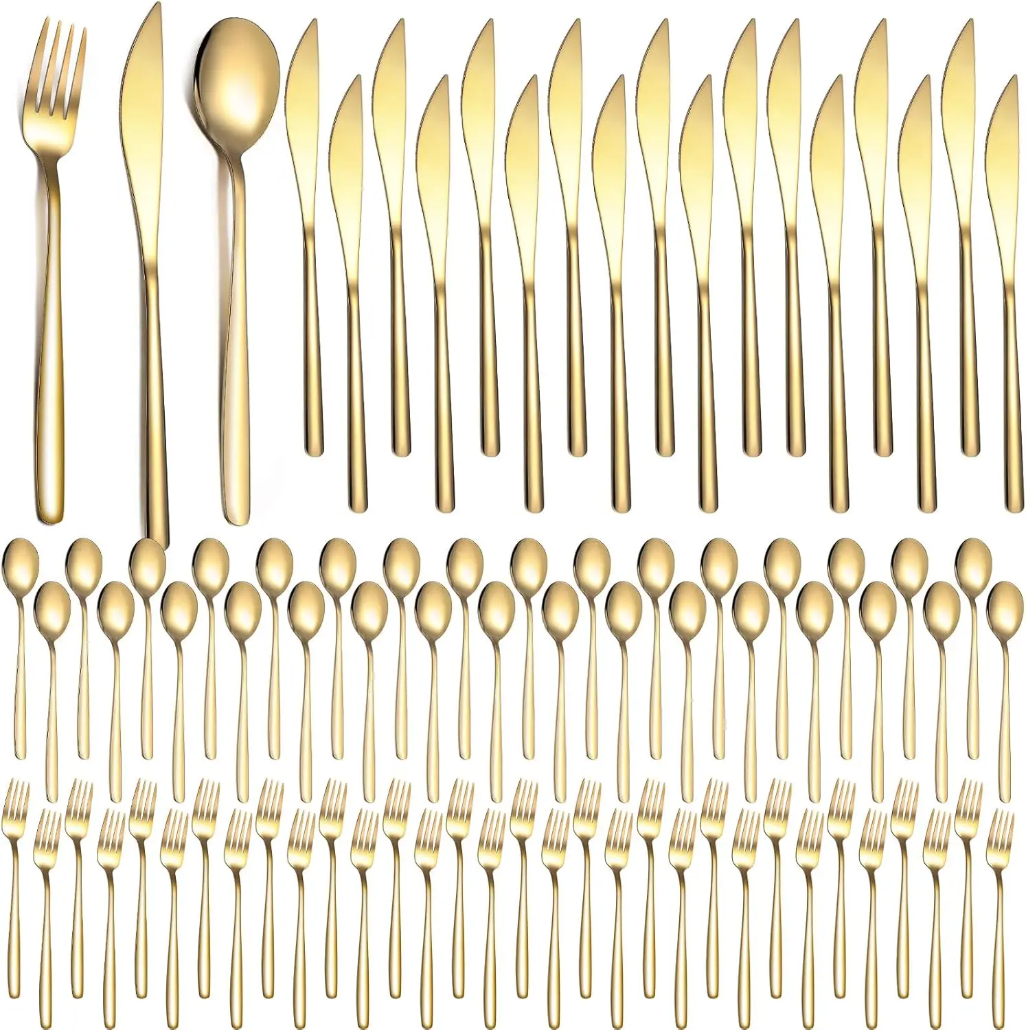 240 Pcs Gold Silverware Set Service for 80 Stainless Steel Flatware Set Gold Flatware Gold Cutlery Forks Knives and Spoons