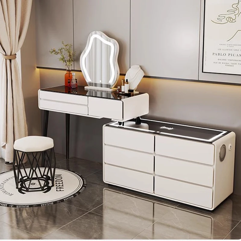 

Laden Storage Modern Corner Dressing Table Set Mobile Vanity Mirror Chest Drawers Lights Coiffeuse De Chambre Bedroom Furnitures