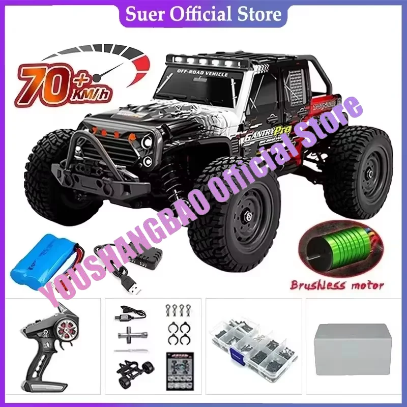 16103 PRO 1:16 4WD Remote Control Off-road Vehicle, High Speed Mountain Bike with LED Lights, 70km/h Brushless Engine, 2.4G