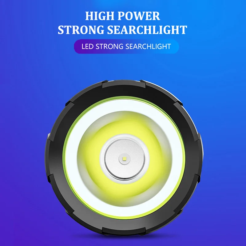 Powerful Rechargeable Searchlight LED Flashlight IPX6 Waterproof With Tail Light Bright Handle Spotlight For Camping Searching