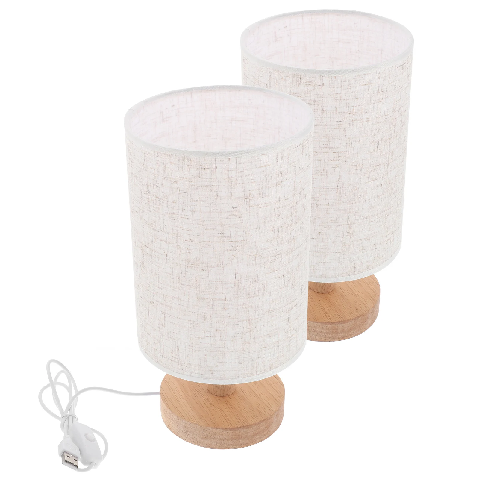 

2 Pcs Bedside Living Room Decor Lamp Modern Nordic Fabric Shade Retro Desk Light Warm Bedroom Living Room Nightst Decor