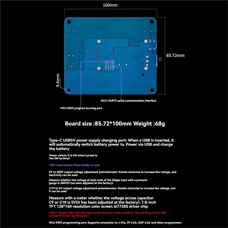 QWE-Nuclear Radiation Detection Module Geiger-Müller Counter With Screen