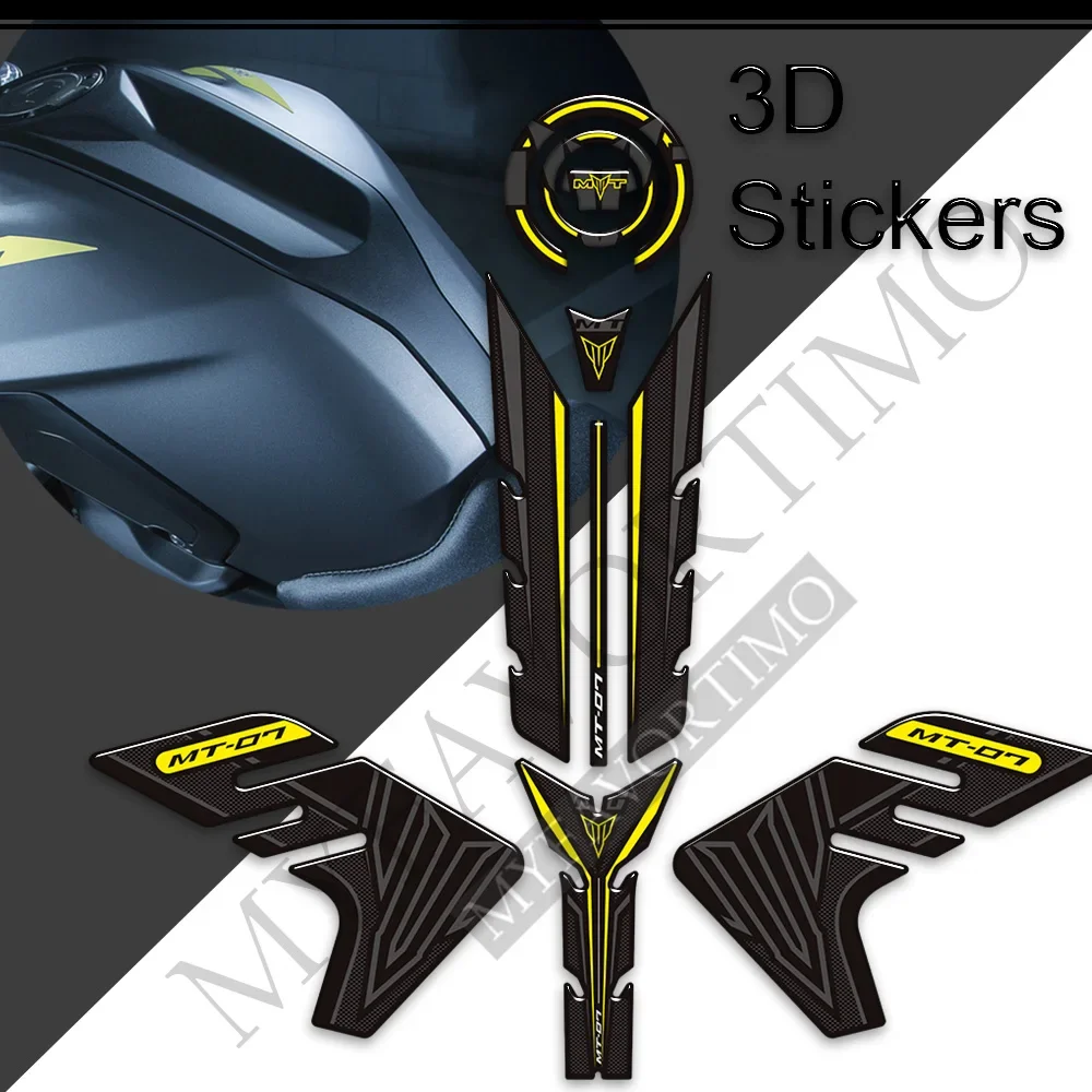 Empuñaduras de almohadilla para tanque de motocicleta Yamaha MT07, MT 07 SP, MT-07, pegatinas 3D, calcomanías protectoras, Kit de combustible y Gas hasta la rodilla, 2018, 2019, 2020