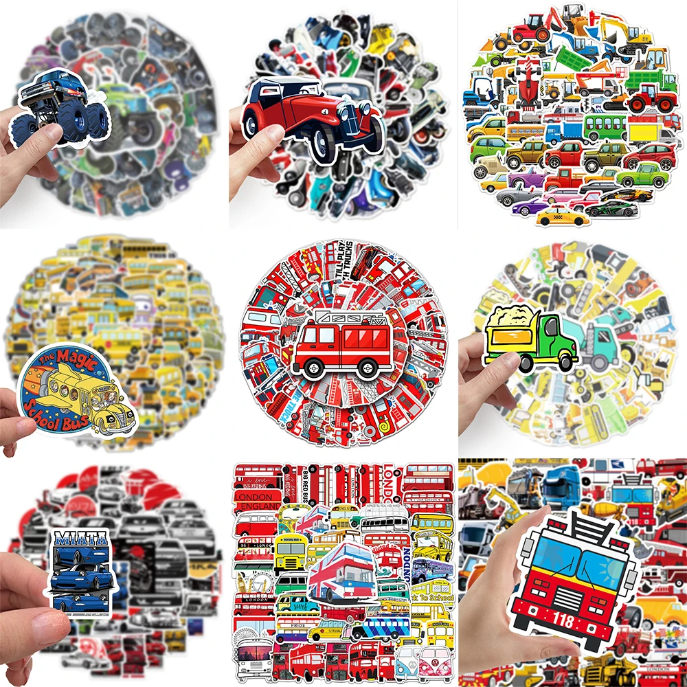 10/30/50PCS Car Cartoon Stickers Series Creative School Bus Graffiti Bicycle Phone Luggage Notebook Laptop Decoration Wholesale