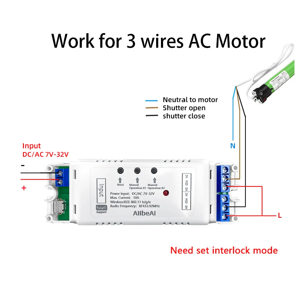 2 Channel Tuya Smart Wifi Motor Switch Module,DC 12V 24V 32V 110V 220V Inching Relay,Alexa Google Alice RF433Mhz Remote Control