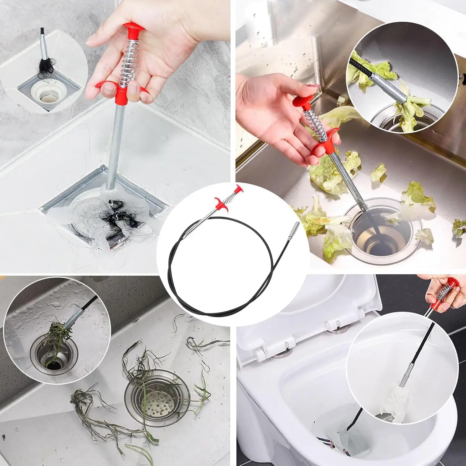 استنزاف الأفعى تسد أداة إزالة 35/63/79 بوصة ، مرنة بالوعة استنزاف نظافة للمرحاض المجاري دش المطبخ حوض الحمام