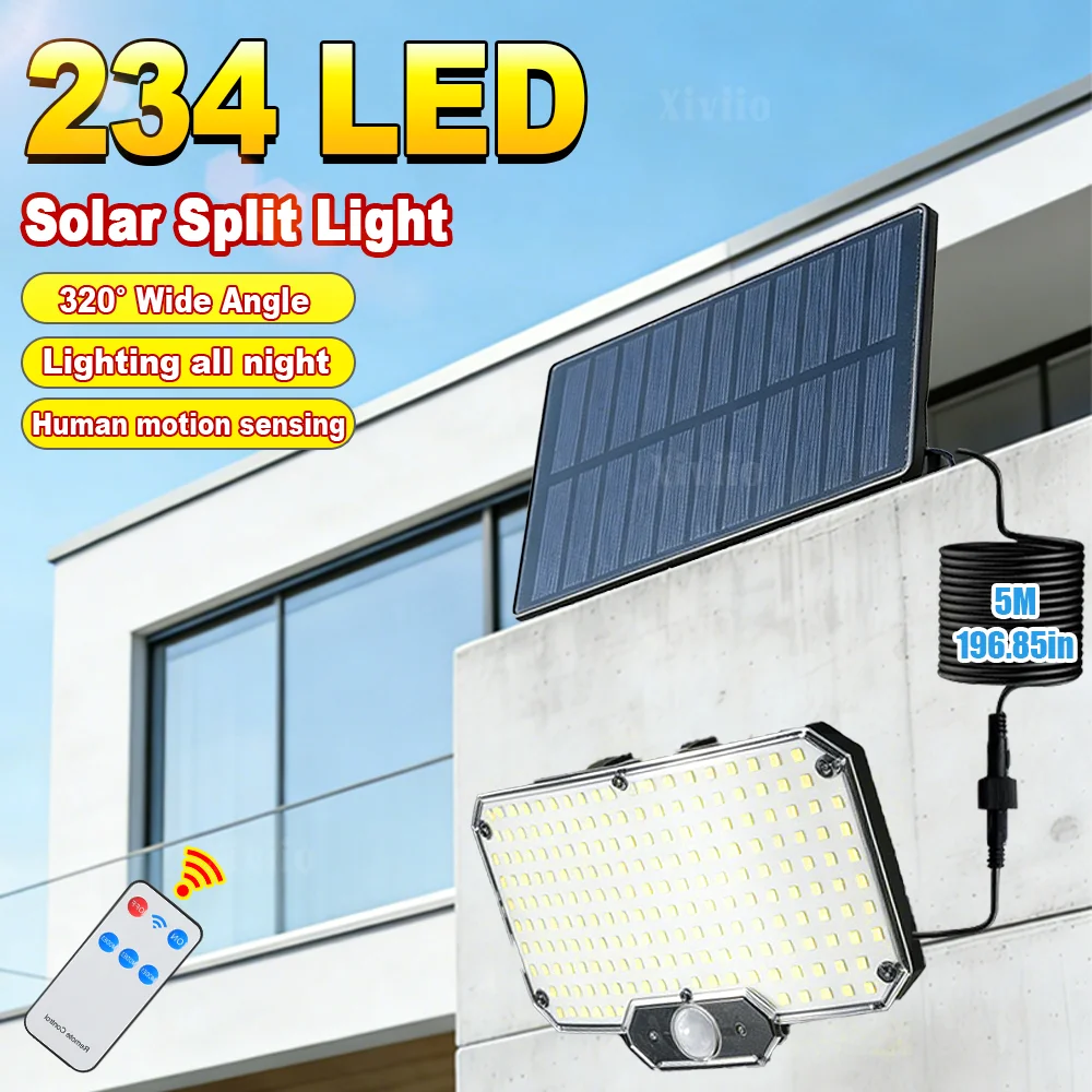 Super Bright Solar Lights Outdoor Motion Sensor LED Garden Wall Lamp 3 Modes IP65 Waterproof Strong Power for Yard Patio Pathway