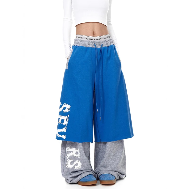 Pantaloni da paracadute Donna Vita bassa Estate Highstreet Mussola Ampia silhouette Oversize All'aperto Leggero Patchwork ad asciugatura rapida