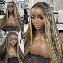 Highlight Blonde #1b/27 13x6 Lace Front Wigs Straight Glueless 5x5 Silk Top Lace Closure Wigs Pre Plucked 13x6 Full Frontal Wigs