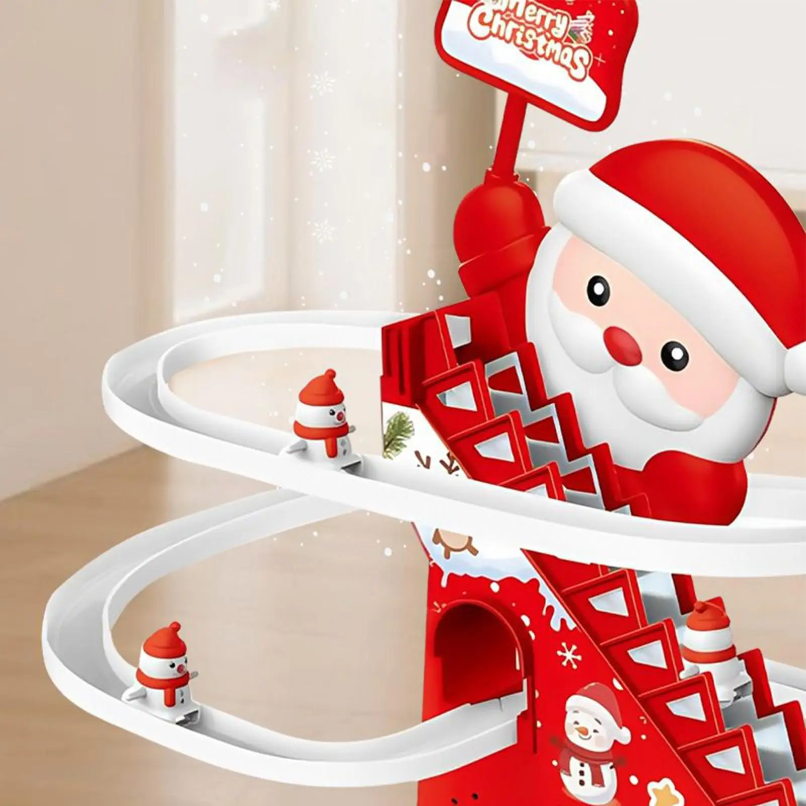 Santa Climbing Toy Santa Electric Slide Climbing Toys Electric Snowman Coaster With Light Music Track Activity For Boys Girls