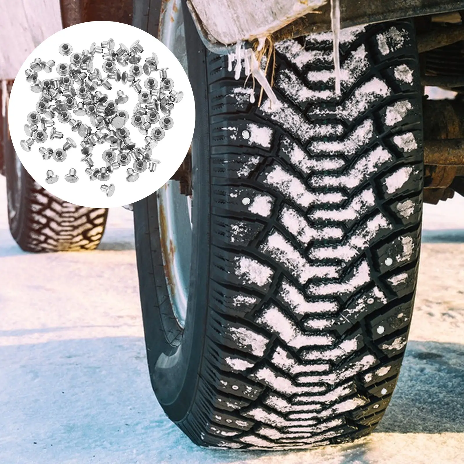 

100Pcs Snow Tire Studs Aluminum Alloy Tire Spikes for Car Truck Suv Atv Motorcycle Enhanced Traction Stability Grip on Ice Snow