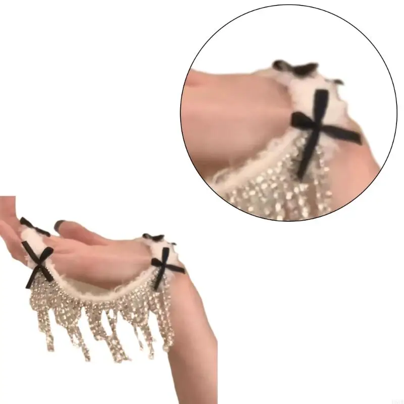 Vòng cổ H58E Bowknot cho các cô gái tuổi teen trang sức lấp lánh với chuỗi điều chỉnh