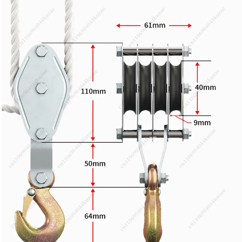 Galvanized Labor-Saving Pulley Block, 250KG Load Mini Manual Chain Hoist Portable Micro Lifting Small Crane Tool