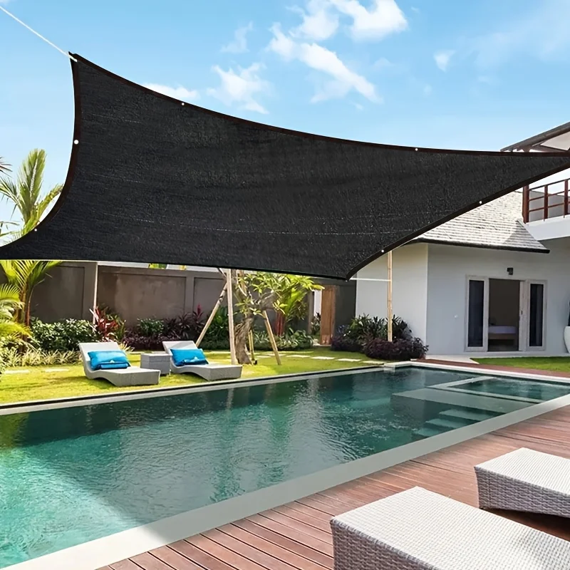Paño de sombra negro de área grande con ojales - Tasa de sombreado del 90 %, ideal para patio, balcón, pérgola, invernadero, gallinero