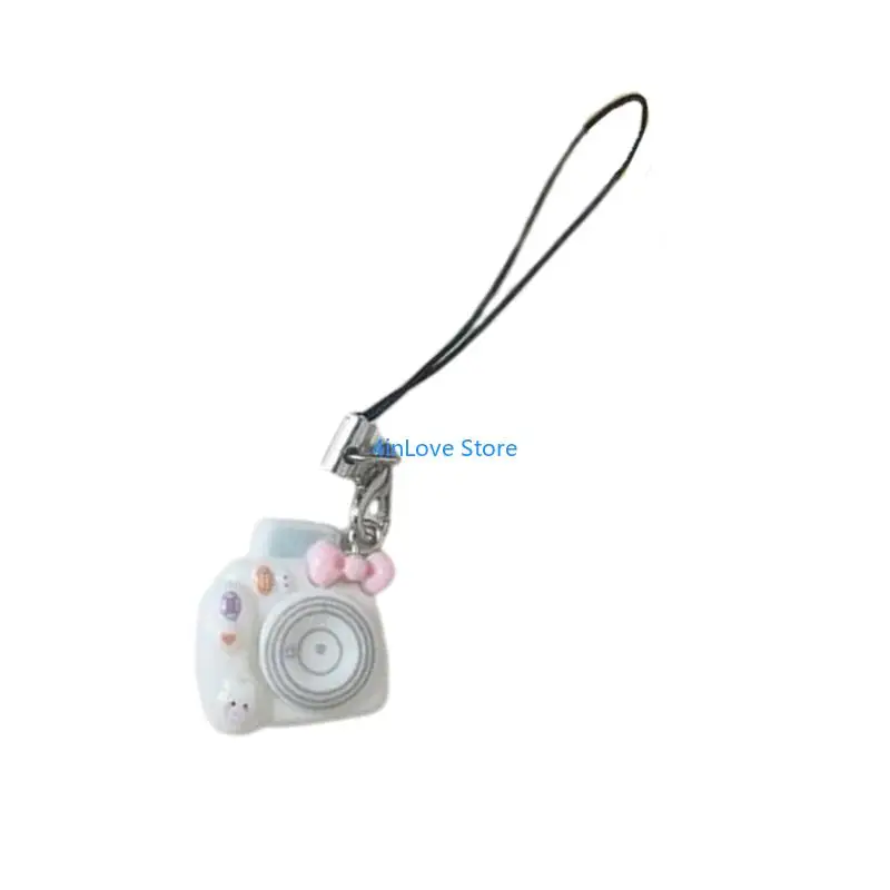 T4MD Cartoon Mini Macaron Camera Charm Keychain Pendant Lightweight Phone Chain Resin Accessory For Bags Keys