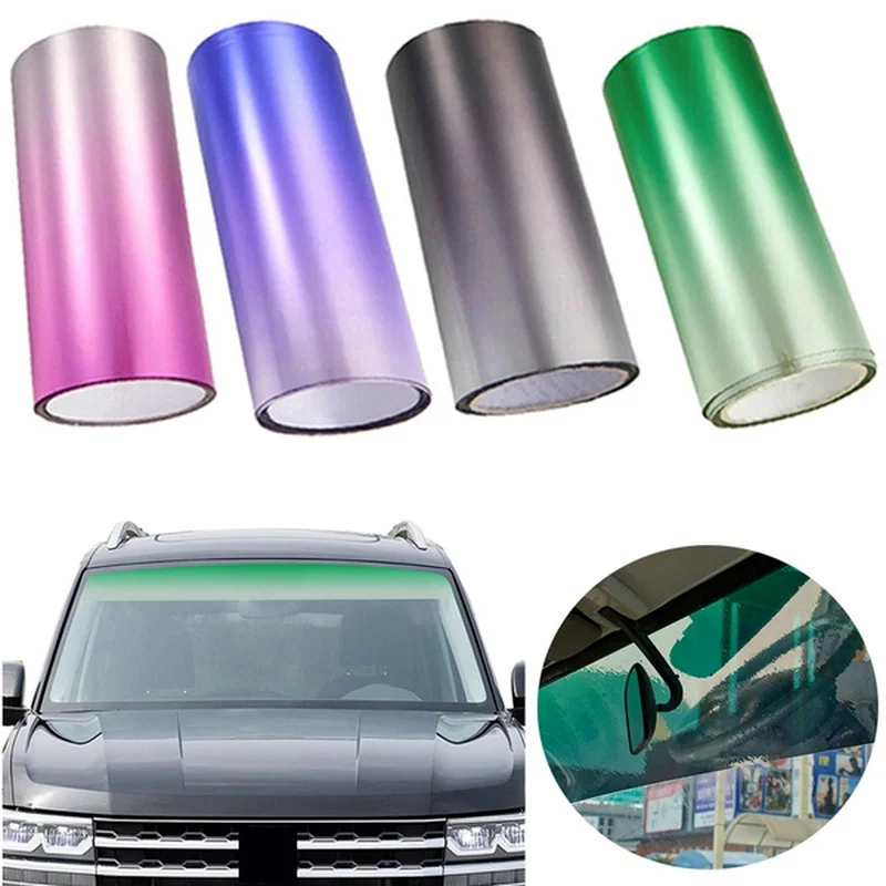 Car Window Sun Visor Strip Tint Film Front Windshield Protect Shade Blocking UV Sticker DIY Film Gradient Colorful Car Stickers