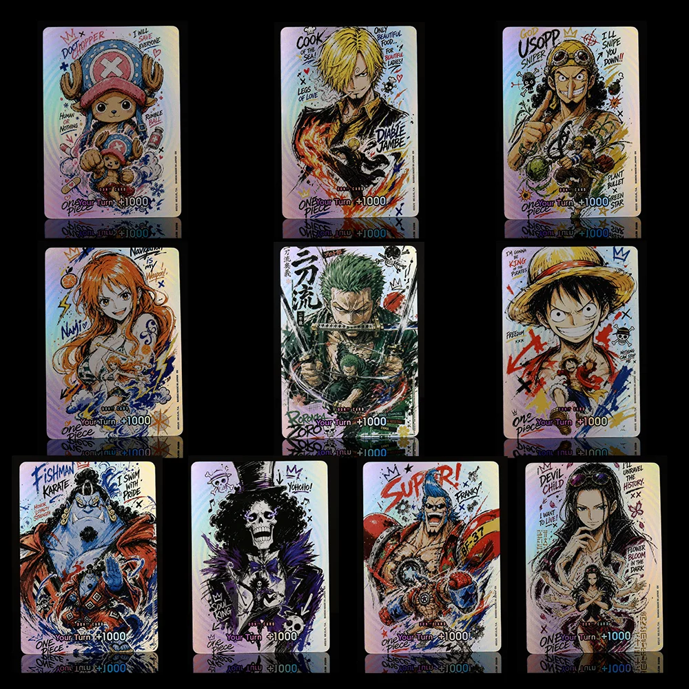 Straw Hat Crew Personal Poster DON One Piece OPCG 3D Texturierte Englische Karte Luffy Zoro Nami Chopper Robin Anime Sammelkarte