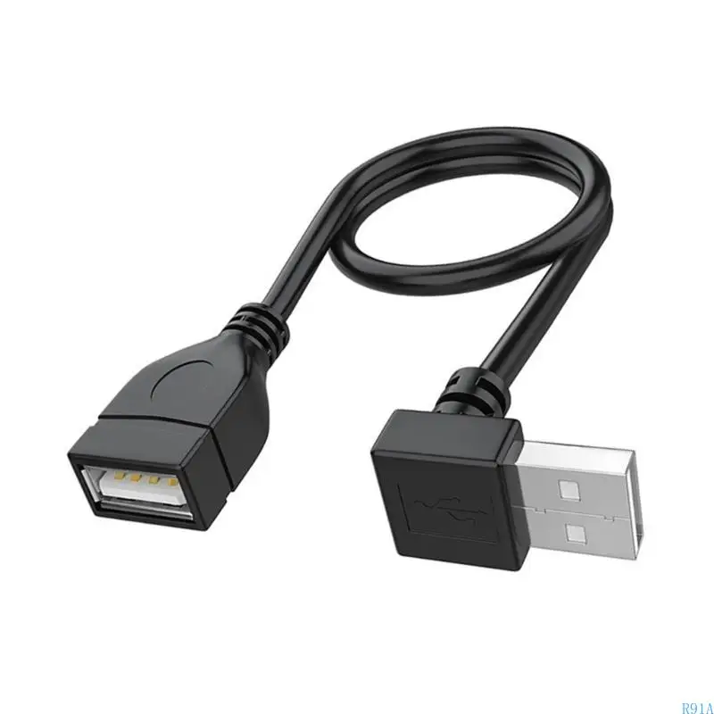 R91A USB 2.0 케이블 수컷에서 여성 연결 확장 코드 90도 각도 랩탑 키보드 및 USB 플래시 드라이브