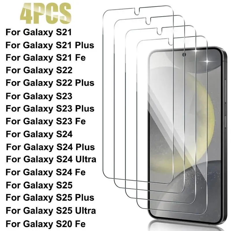

4PCS Protective On Galaxy S25 Ultra S22 Plus Screen Protector For Samsung S24 S23 S21 S20 Fe Glass