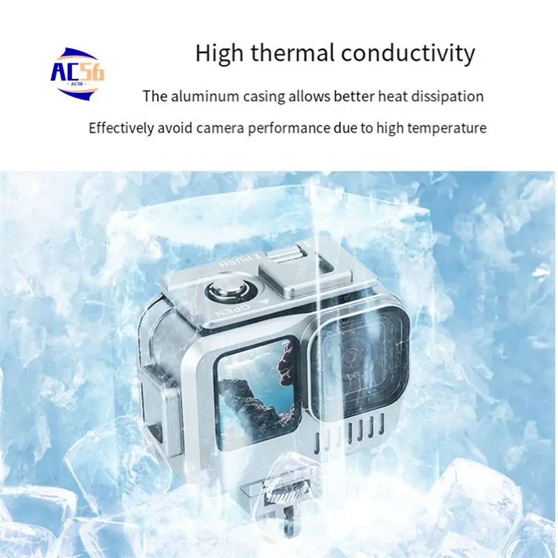 

AC56-Waterproof Housings Cage For Gopro Hero 9 10 11 Aluminum Alloy Case 40M IPX8 Underwater Imported 9H Tempered Glass Easy To