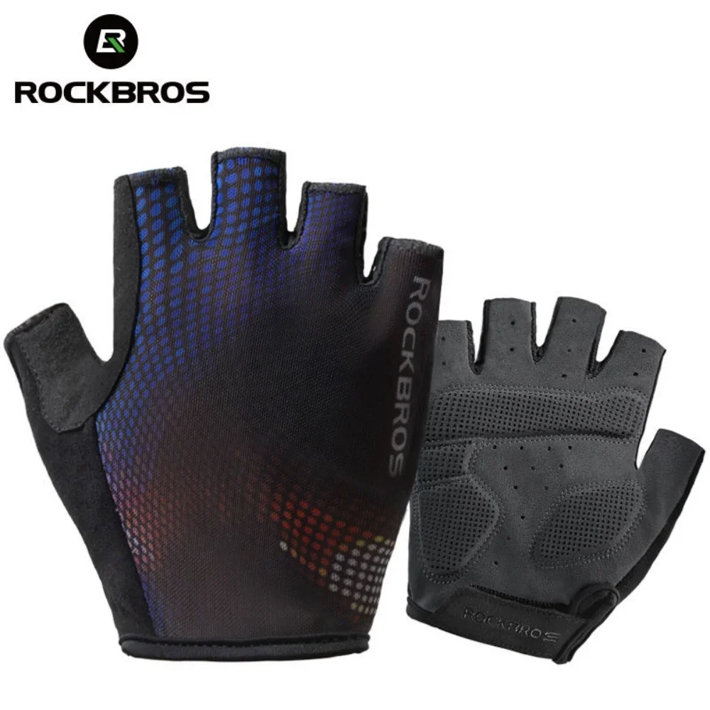 ROCKBROS Cycling Gloves, Fingerless Gloves Cycling Equipment, Summer MTB Cycling Sports Men’s Gloves Breathable Shockproof