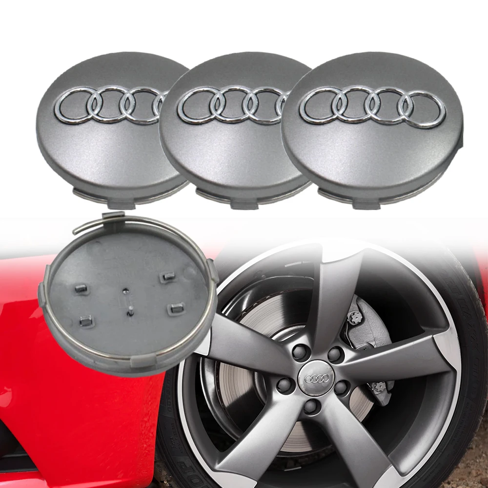 4PCS 60MM Wheel Center Caps Black Rim Hub Caps For Audi TT High Quality 4B0601170 Grey