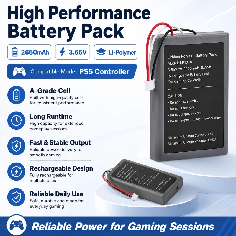 3.65v Suitable for Sony PS5 Game Controller 2650mah Battery Game Captain Endurance Injection Molded Rechargeable Battery