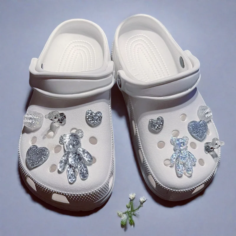 Fashion Elegant Women DIY Hole Shoes Charm for Cute Love Bears Shoes Accessories White All-match Shoe Decorations Fashion Bundle image 3