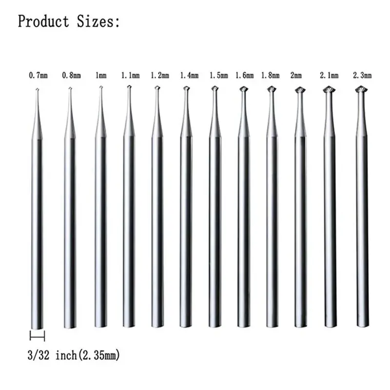 Eco-Friendly-24 Pcs 90º Hart Burr - 3/32Inch Shank 90 Degree Heart Burs Jewelry Engarving Bits Lapidary Burr Set