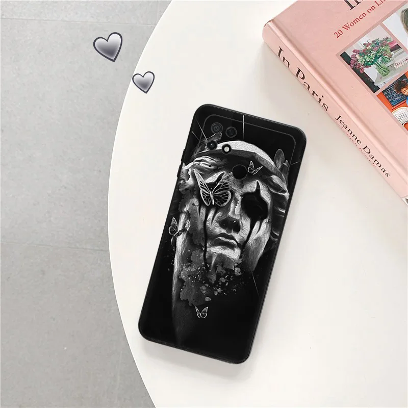Matte Phone Case for Xiaomi Mi Poco F3 F4 F5 X3 X4 X5 M3 M4 Pro M5 C40 C50 C51 Plaster Statue David Medusa Art Black Soft Cover image 5