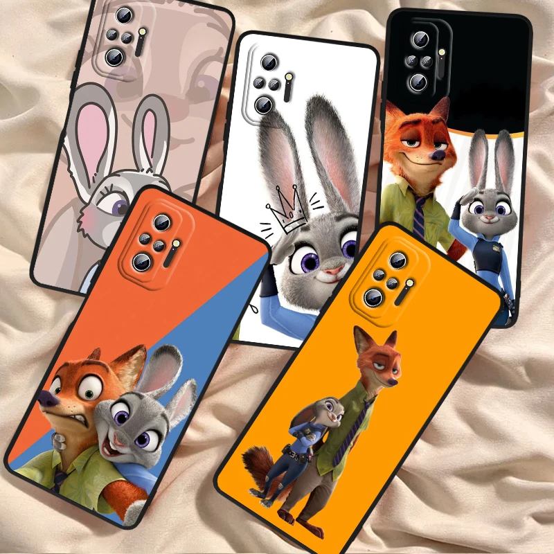 

Zootopia Disney Cartoon Cute For Xiaomi Redmi Note 13 12R 12 12S Turbo 11 11T 11S 10 10S Pro Plus 5G Black Back Phone Case