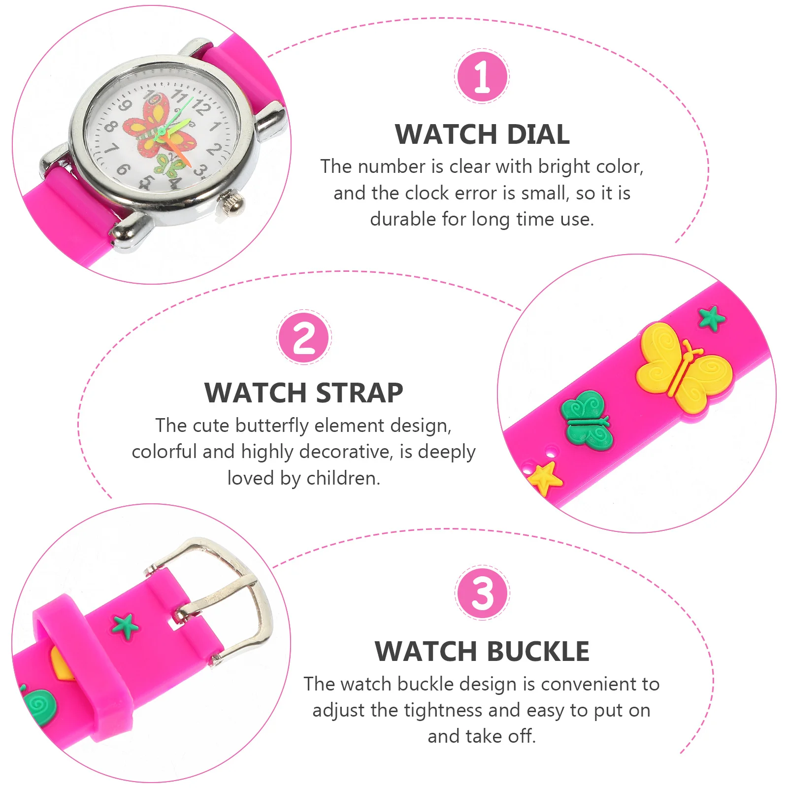 

Butterflies Pattern Kids Watch Adjustable Strap Comfortable Lightweight Analog Wristwatch for Children Girls Boys Gift