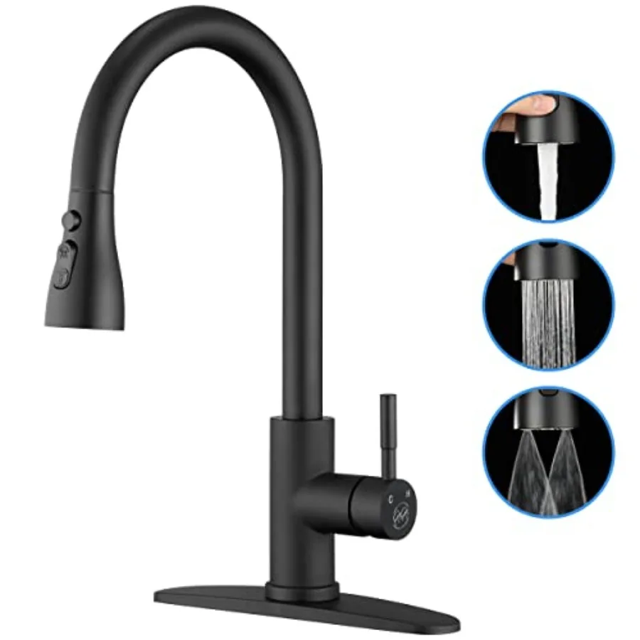 

Kitchen Faucets with Pull Down Sprayer - High Pressure Blade Spray Kitchen Sink Faucet High Arc Single Handle Stainless Steel C