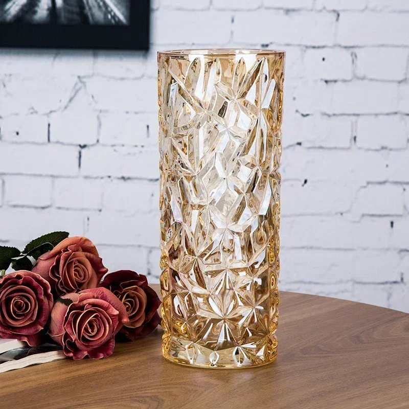 

European style glass vase living room small fresh decoration flower arrangement hydroponic rich bamboo dried flower floor vase