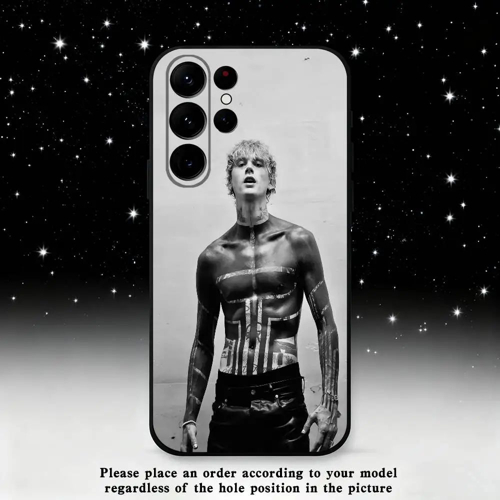 เคสโทรศัพท์ MGK M-Machine-G-Gun K-Kelly สำหรับ Samsung S25, S24 Ultra, S20, S30 plus, S22 plus, S23, S30 Ultra 5G ซิลิโคนสีดำ