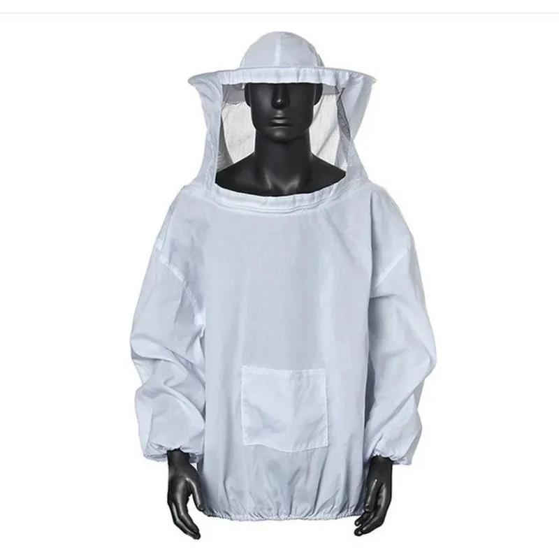 Practical White Man's Beekeeping Jacket Veil Smock Equipment Prevent Being Bitten By Bees Hat Sleeve Suit Protective Clothing