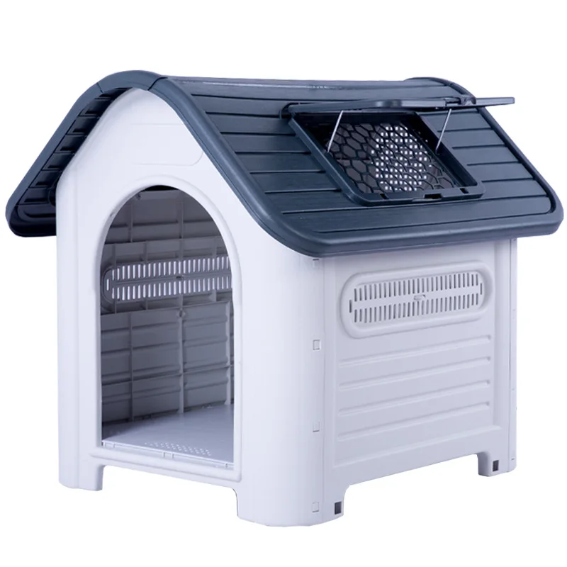 

Medium Dog Outdoor Kennel for All Seasons Rain Proof Plastic Kennel Cage Outdoor Waterproof Dog House With Sunroof
