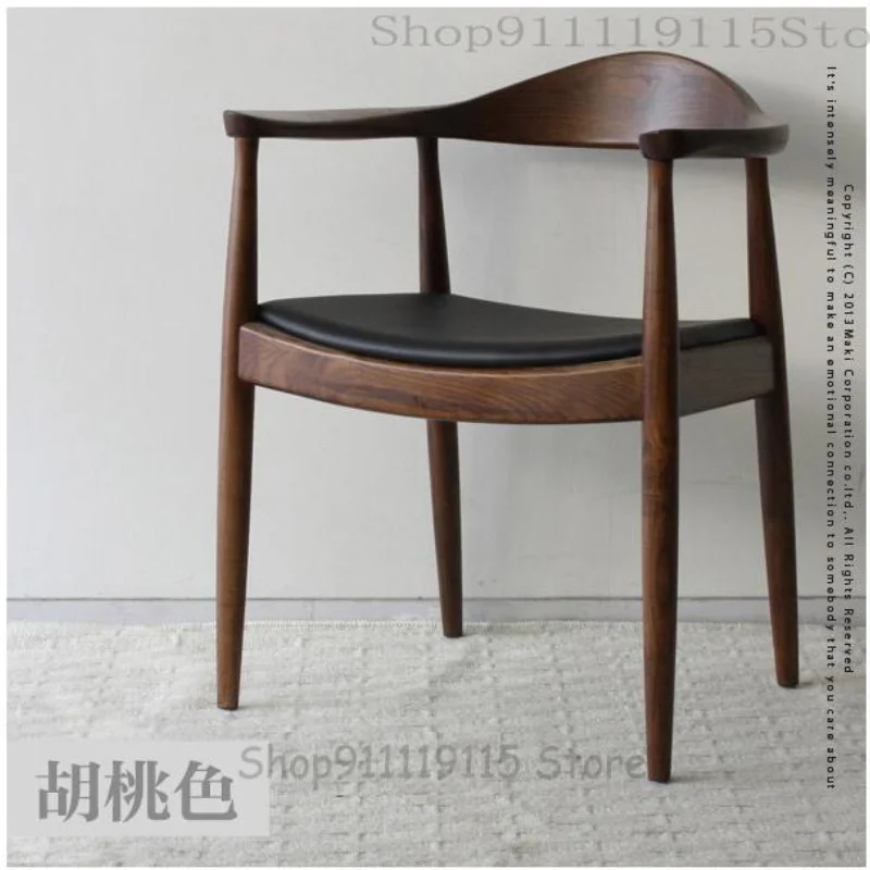 Chair Back Armrest Simple Fashion Cafe Club Hotel Chair Nordic Solid Wood Dining Chair