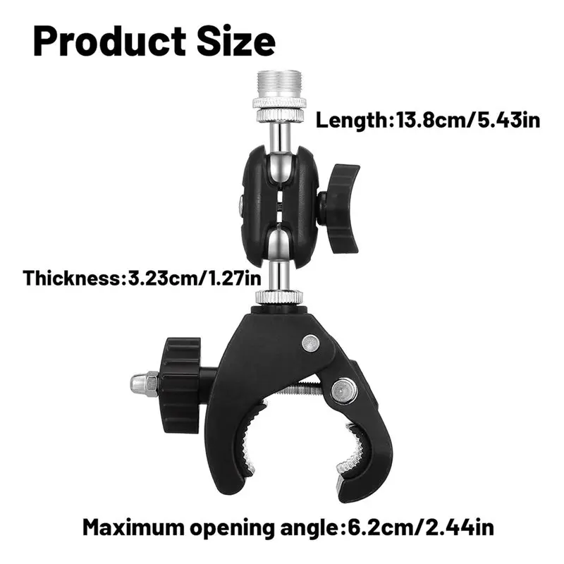 B27B Double Ball Head For Mic Holder, For Mic Crab Clamp Microphone Mount For Mic-Stands Desktop Shelf Drums